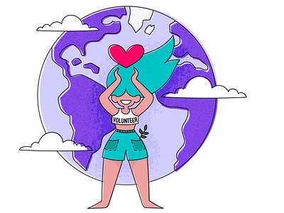 Volunteer adobe illustrator design earth globe illustration volunteer world