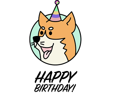 Birthday Corgi birthday corgi greeting card illustration procreate