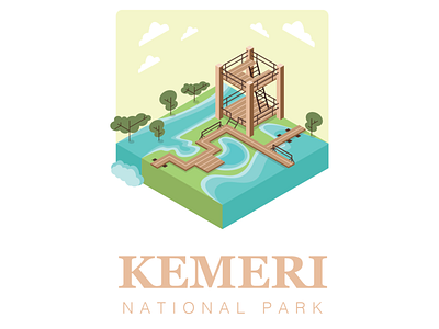 Kemeri National Park adobe illustrator design greeting card illustration isometric nature postcard vector