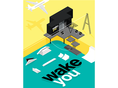 Wake Park WAKEYOU adobe illustrator design illustration isometric poster vector wakepark