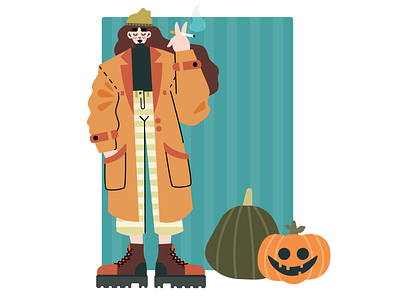 Autumn adobe illustrator autumn design fall girl halloween illustration procreate pumpkin vector