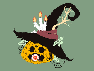 Pumpkin Spice Latte flat halloween illustration procreate pumpkin