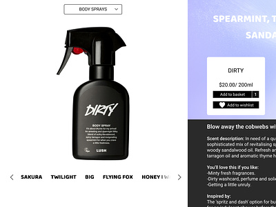 Re-design LUSH - Product page dailyui design product redesign ui uidaily uidesign webdesign website