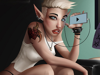 chill concept concept art design digital painting elf fantasyart illustration photoshop art punk tattoo art