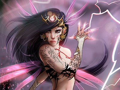 Battle thorn fairy action battle fairy fantasy magic magical photoshop tattoos wacom