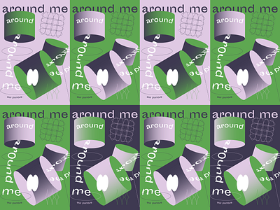 Around me green illustrator poster poster a day posters purple typography vector