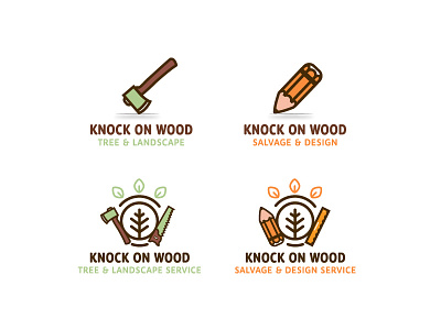 Knock On Wood design landscape logo salvage tree wood