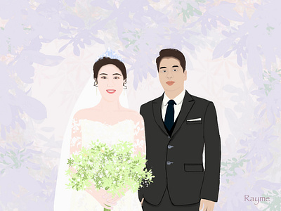 A friend's wedding 2d bride character chinese daily dribbbble dribbble best shot illustration marriage married painting present procreate wedding