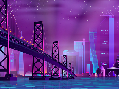 San francisco night illustration