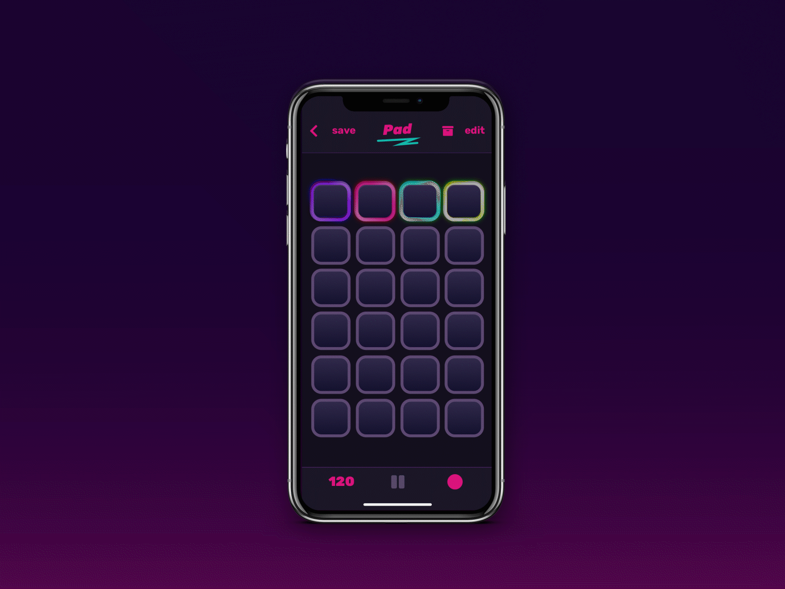 UI animation for a music app - Pad after effects animation animation after effects animation design app ios app music app pad ui ui animation ux ui vaporwave