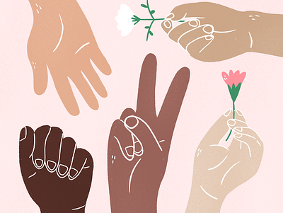 Together anti racist anti racist education editorial illustration flower hands illustration procreate