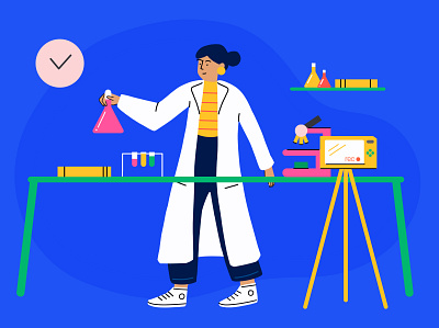 Science Lab character class editorial illustration experiment illustration lab laboratory microscope procreate remote class science science and technology teacher women in illustration