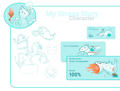 My stress diary _ Character app branding character design diary drawing illustration mobile stress vector