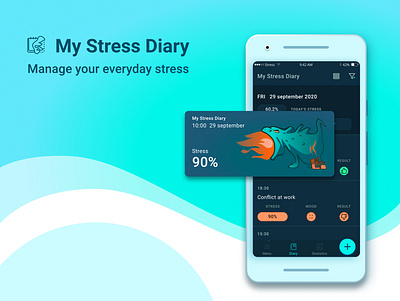 My Stress Diary_Redesign app design diary drawing mobile redesign stress ui ux