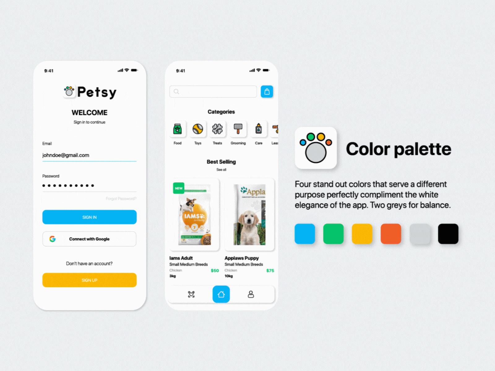 Petsy - Petshop App Concept Flip Screens