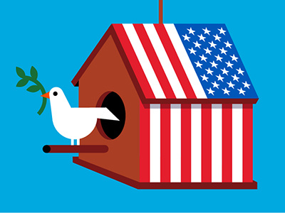 National security america birdhouse dove flag olive branch peace usa