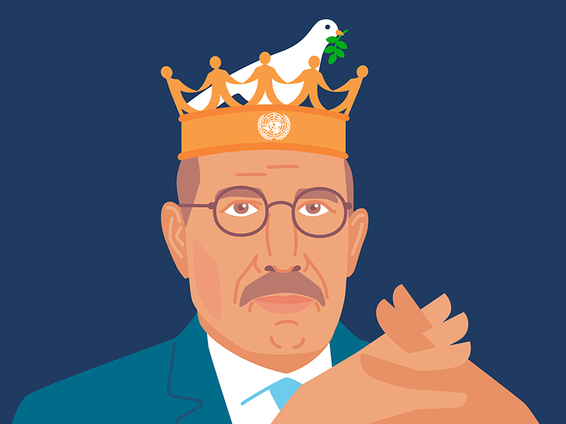 Mohamed ElBaradei dove olive branch peace portrait un united nations