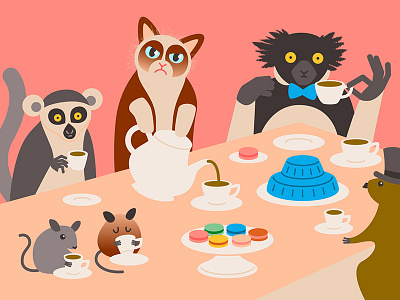 Tea party animals cat grumpy cat hamster lemur monkey mouse tea tea party