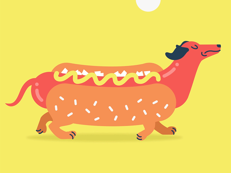 Suns out, buns out dachshund dog hot dog sausage walk weiner