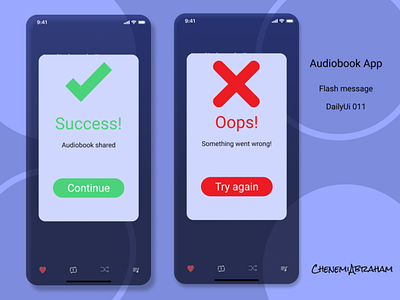 Audiobook App UI app app ui audio dailyui design flash message ui