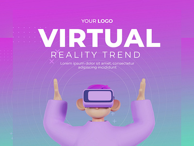 VR trend with 3D character 3d 3d character 3d model 3dmodel branding c4d cinema4d design hallomomina illustration landing page logo social media 3d ui ux virtual reality web design