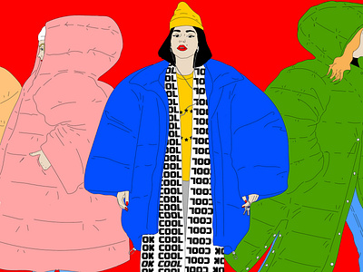 OK cool adobe colorful cool editorial illustraion illustrator jacket millennial popart scarf