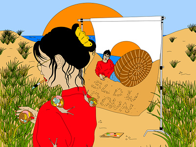 Slug life adobe beach editorial illustration illustrator motivation paint popart slow slug stayhome