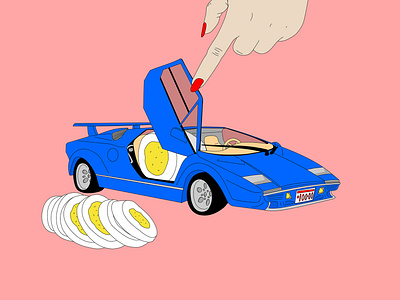 Eggomobil adobe car cartoon colorful editorial egg humorous illustration illustrator popart surreal