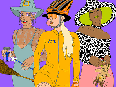 Witches of 2020 2020 adobe colorful editorial illustration election fashion illustration halloween illustration illustrator pattern popart style usa vote votehimout witch