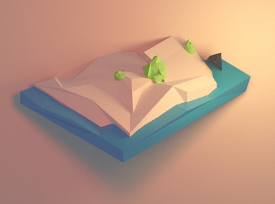 Low Poly Island 3d blender blender3d