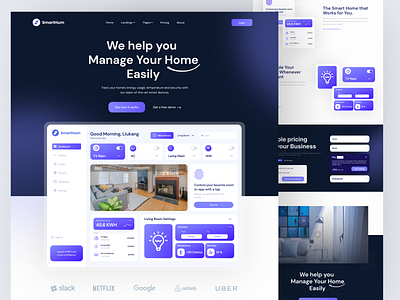 SmartHum - Landing Page 😁 agency agency website branding design home illustration logo mobile app mobile design smart smarthome ui ux web design