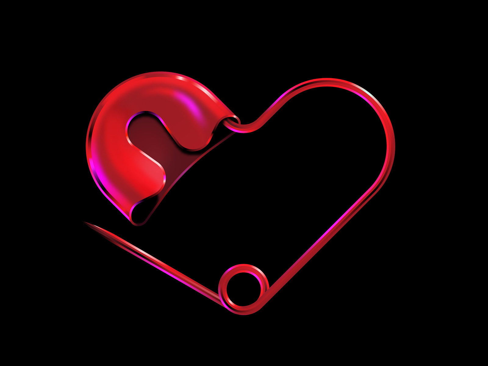 Heart Pin design heart illustration love metal pin red symbol vector
