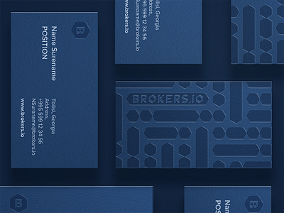 Brokers.IO ID Cards blockchain blue branding design identity card logo mockup typography visual identity