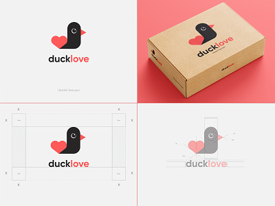 ducklove - Logo and Branding branding currier company design duck logo ducklove logo love logo lovely duck minimal parcel logo