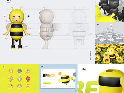 Bee c4d illustration logo vi