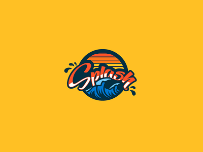 Splash colorful logo design script font stencil surf warm waterslide wave wave logo