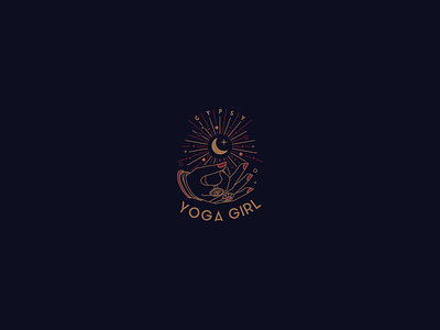 Gypsy Yoga Girl design elegant energy feminine gypsy hand lineart logo moon mystic ocult sophisticated spiritual spirituality stars tarot woman yoga