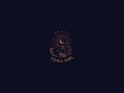 Gypsy Yoga Girl design elegant energy feminine gypsy hand lineart logo moon mystic ocult sophisticated spiritual spirituality stars tarot woman yoga