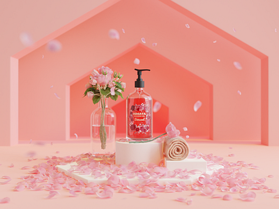 SHOWER GEL 3d 3d animation beauty bottle flower illustration modelling packaging render rendering shower skin