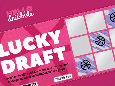 Hello Dribbble! clean debut draft drafted first shot lucky pink scratch scratch card skeuomorphism thank you