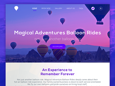 Magical Adventures Balloon Rides desktop flat minimalist responsive ui user interface ux web design
