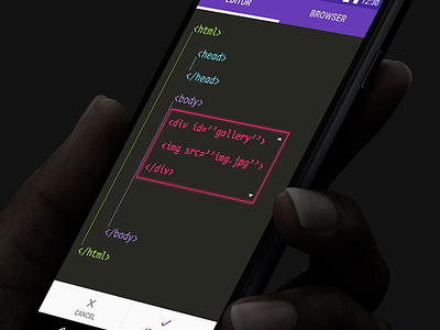 Mobile HTML Editor android dark ui google material design mobile design ui ux