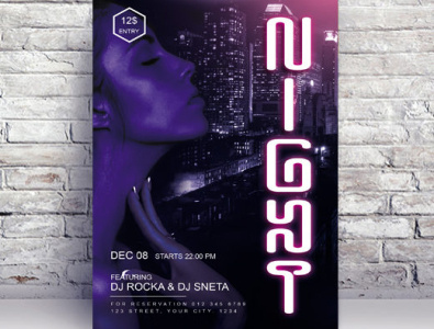 FREE DOWNLOAD FLYER NEON PARTY TEMPLATE