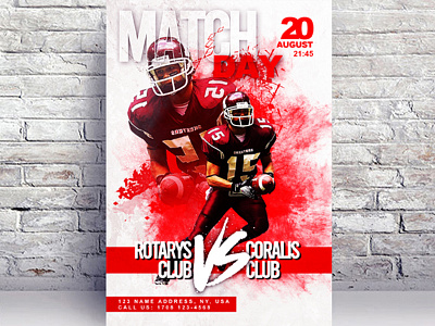 Match Day American Football Free Flyer Template american american football event flyer flyer flyer download flyer free flyer psd free flyer template free free psd flyer match day psd template template flyer template psd