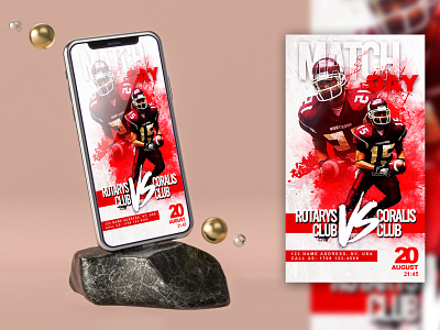 MATCH DAY AMERICAN FOOTBALL INSTAGRAM STORIES TEMPLATE flyer template football football club insta post insta story instagram instagram banner instagram banners instagram post instagram story match match day social media social pack stories story template