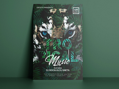 Tropical Music Flyer Template event event flyer flyer flyer download flyer free flyer psd free flyer template music night night club flyer night party nightclub nightclub flyer techno template template flyer templates tropical beach