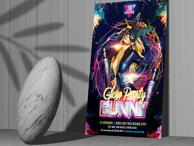 BUNNY GLOW PARTY FREE FLYER TEMPLATE