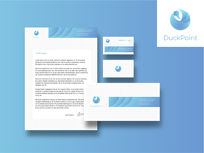 Corporate identity for DuckPoint bird blue brand branding business card corporate envelope gradient identity logo logotype