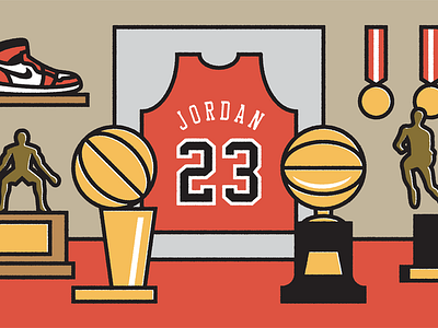 Trophy Room basketball illustration michael jordan nba trophy room vector