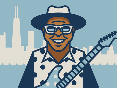 Blues Man blues buddy guy chicago guitar illustration music portrait vector